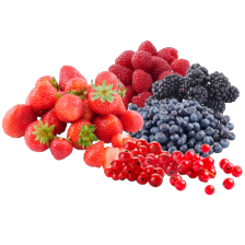 Hollandse aardbeien schaal à 400 gram,
blauwe of rode bessen schaal à 300 gram,
bramen of frambozen schaal à 225 gram